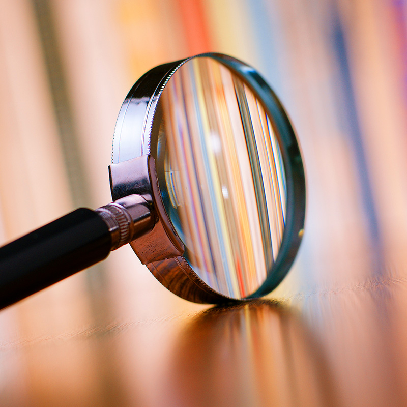A magnifying glass to highlight how content marketing can help you get found online