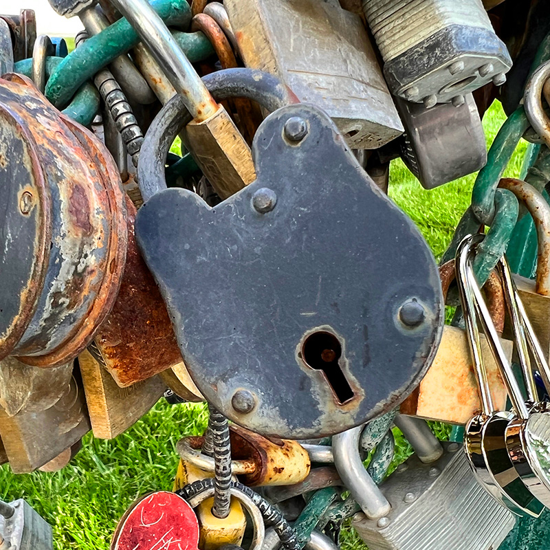 A pile of old privacy and security locks